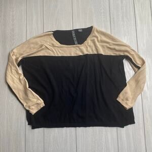 Payton Women's Black & Tan Angora Cashmere Blend Sweater Size Medium